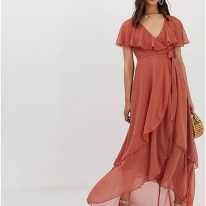 ASOS DESIGN maxi dress with cape back and dip hem